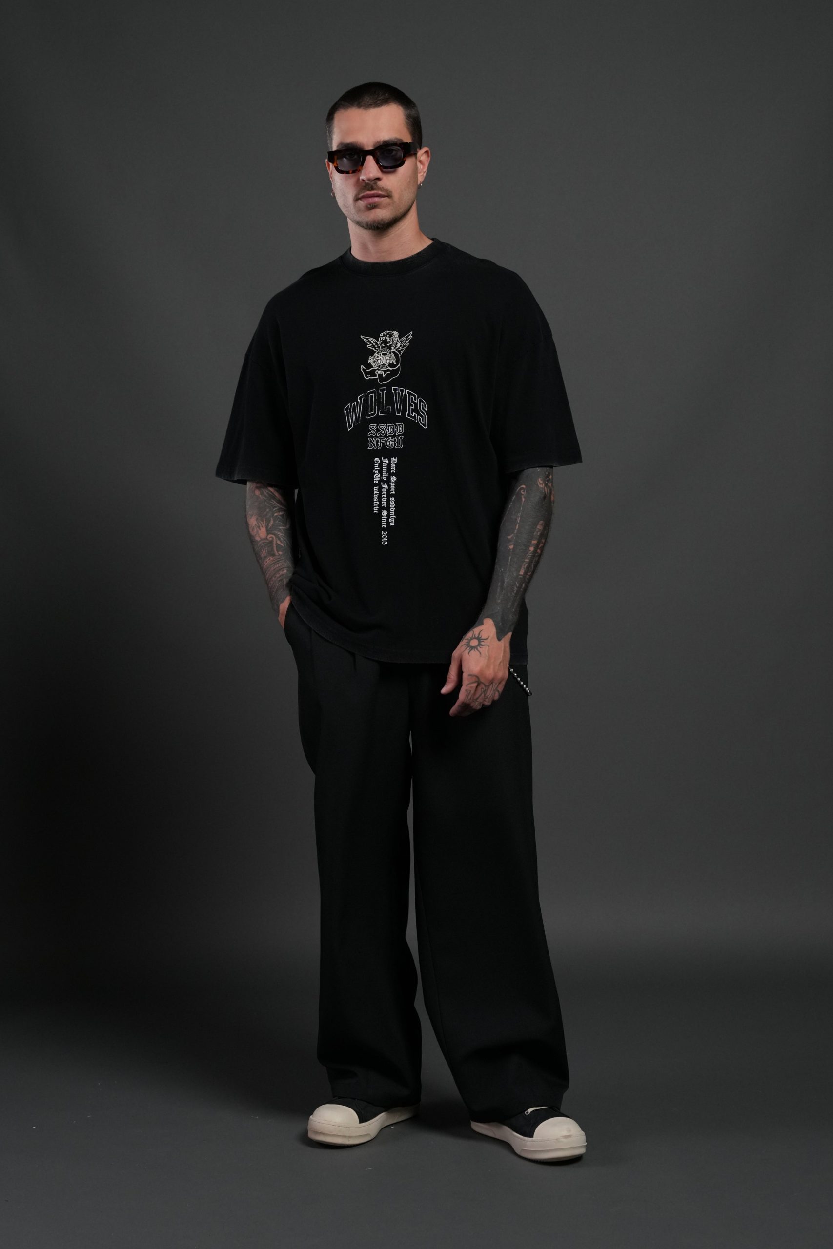 Wolves Club Cherub Premium Oversized Tee in Black - Image 5
