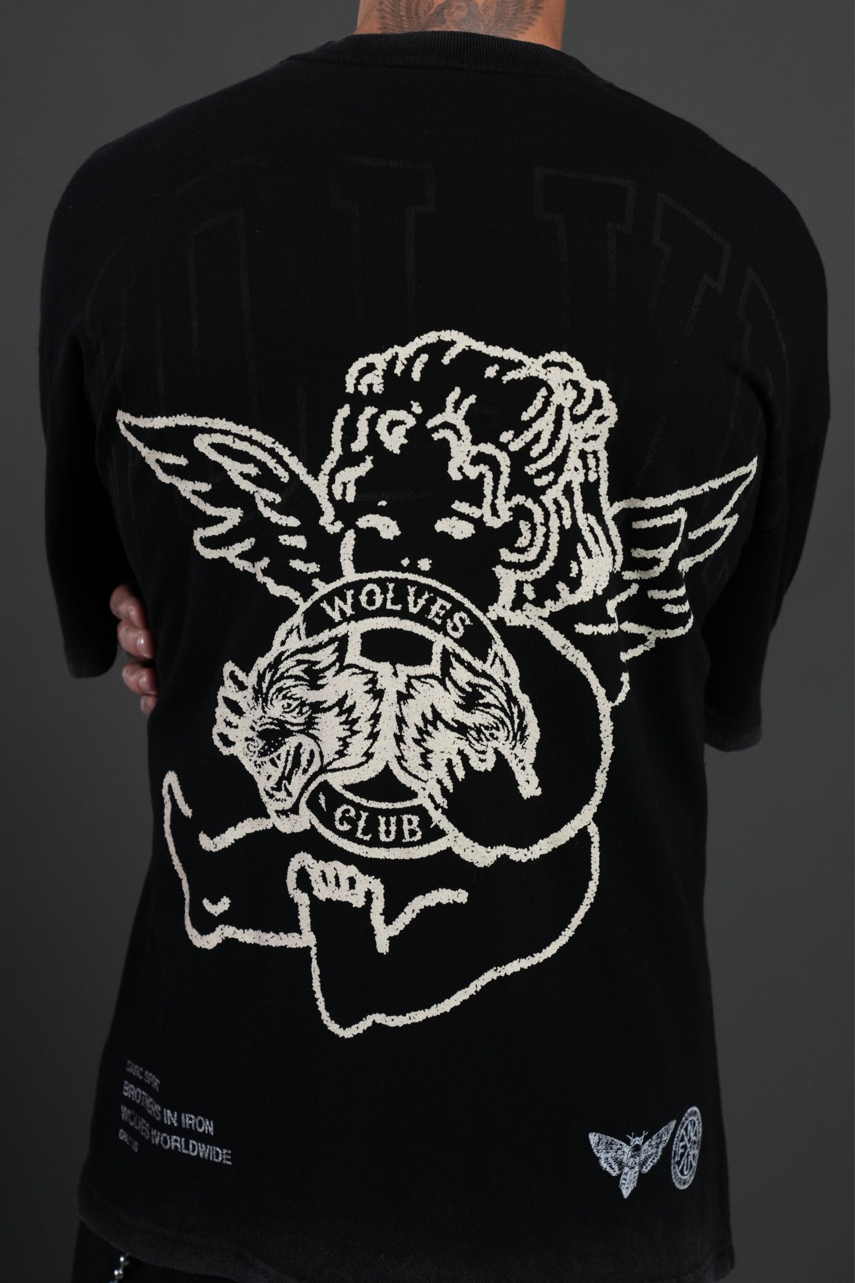 Wolves Club Cherub Premium Oversized Tee in Black - Image 8