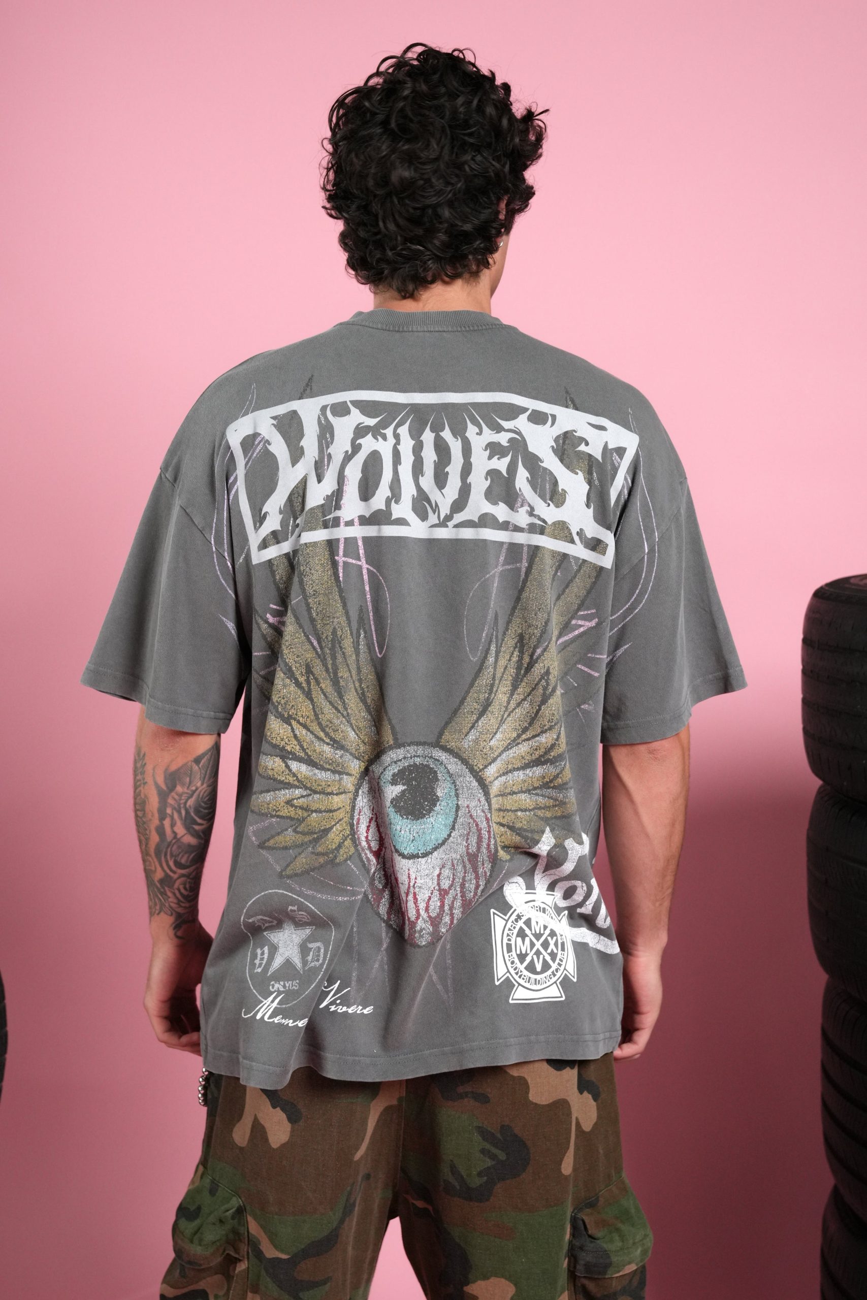 Darc Omen Side-By-Side Series Premium Tee in Slate Gray - Image 4