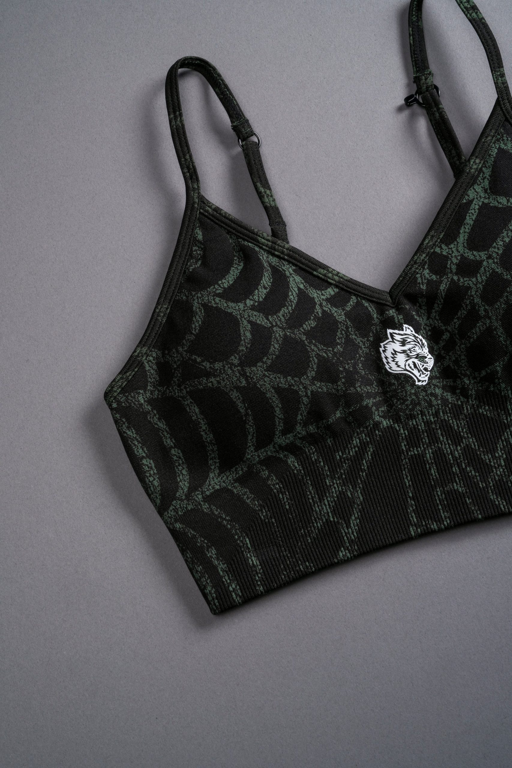 Hesh Everson Seamless Sports Bra in Black/Green Symbiote Web - Image 8