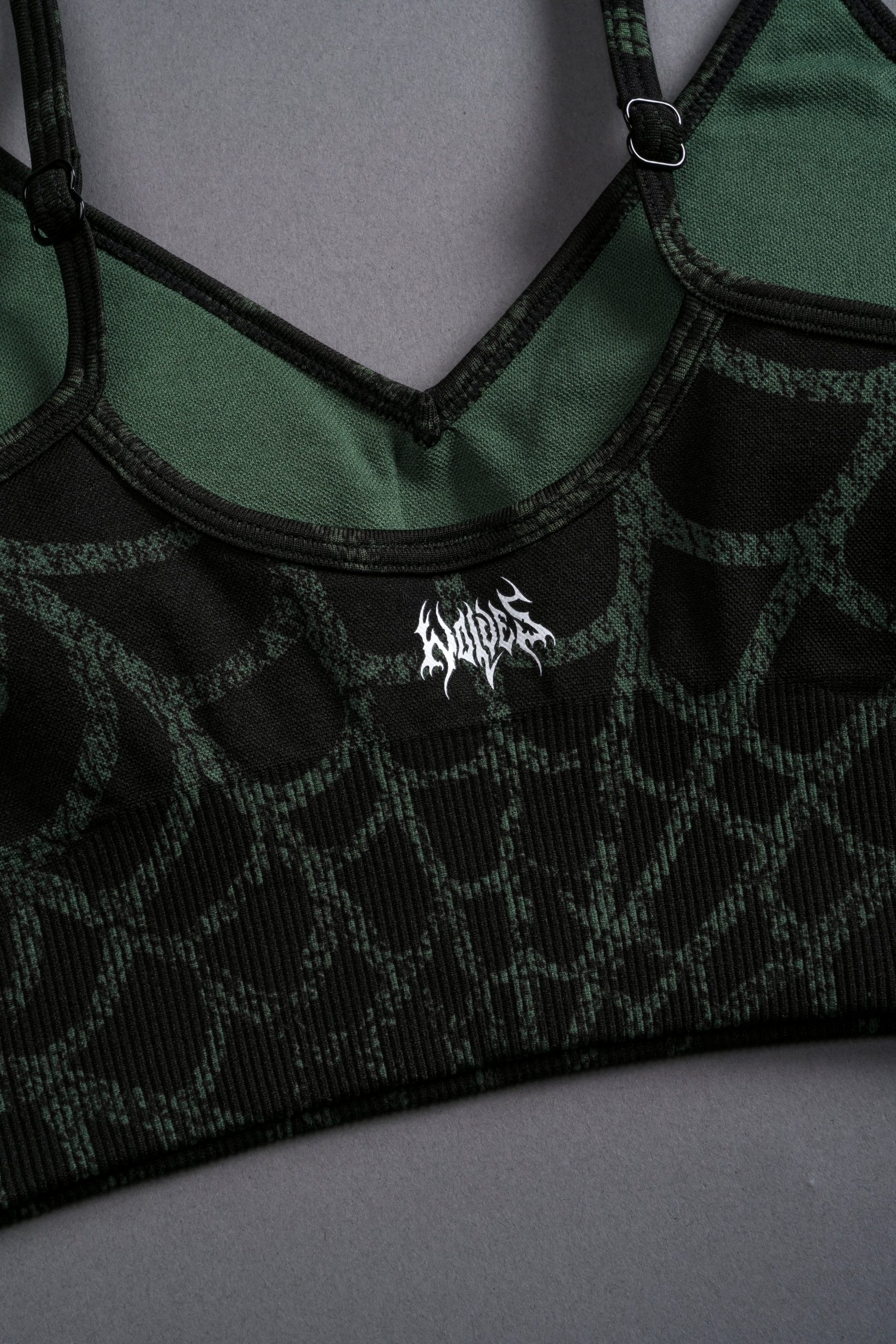 Hesh Everson Seamless Sports Bra in Black/Green Symbiote Web - Image 6