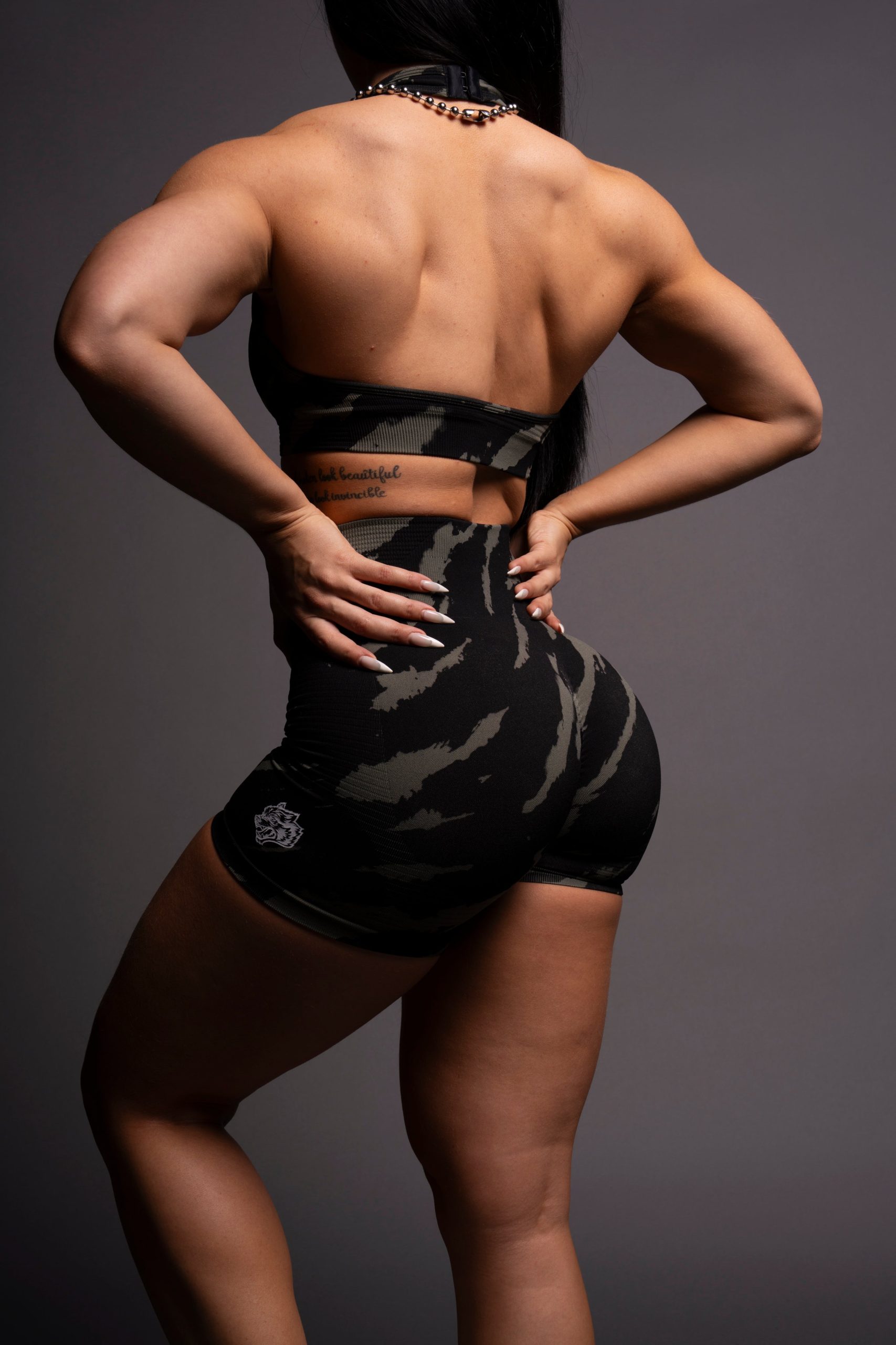 Wolves Forever Everson Seamless Valencourt Shorts in Pine Green/Black Native Camo - Image 7