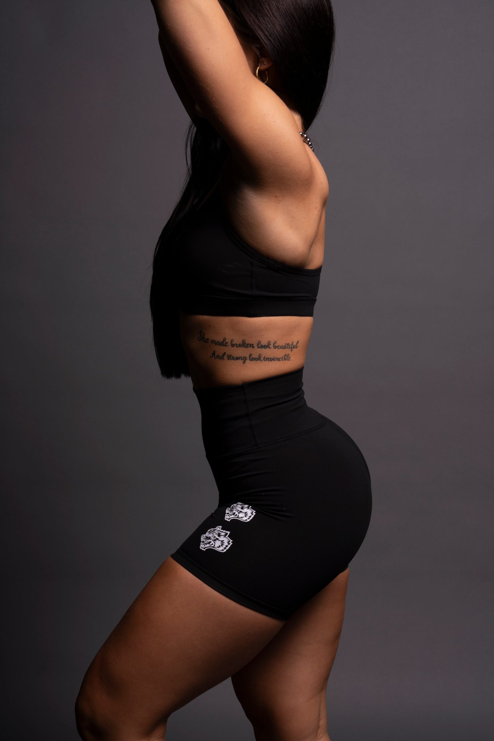 Quad Wolf Energy Training Shorts in Black - Image 7