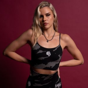 Single Wolf Everson Seamless Huxley Bra in Black Native Camo