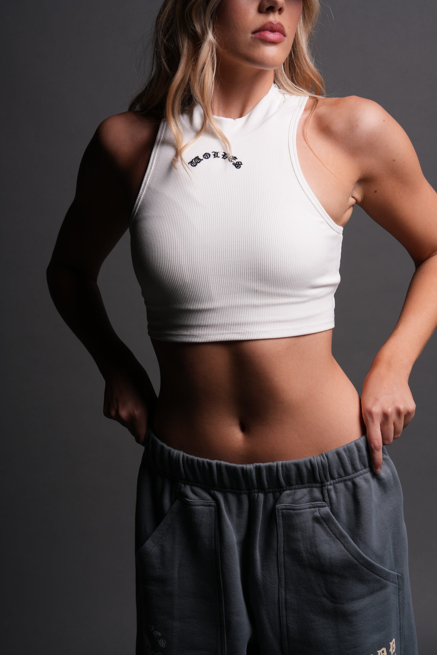 Chopper Romy Mockneck Ribbed Tank in White - Image 7