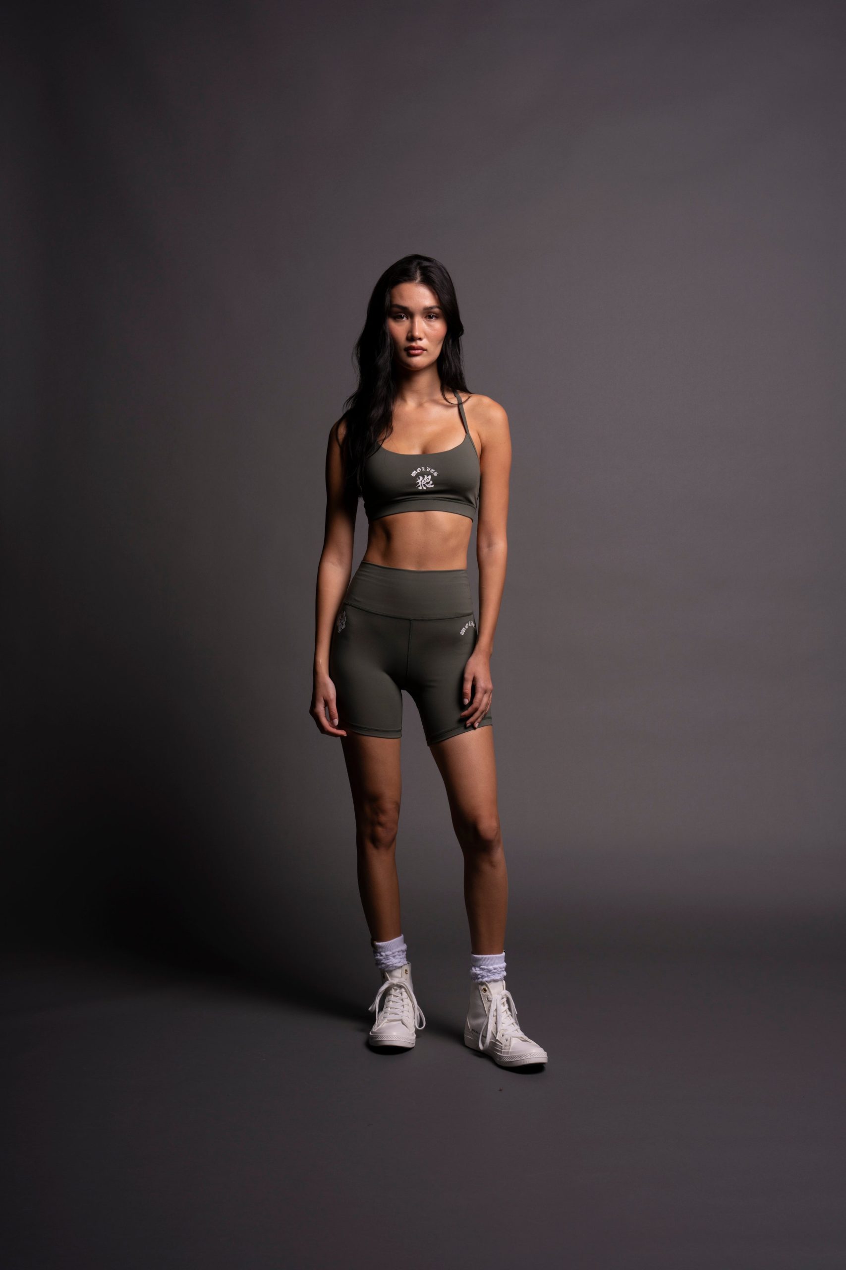 Wolf Kanji Energy Everyday Sports Bra in Pine Green - Image 5