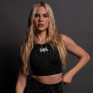 Hesh Everson Seamless High Neck Bra in Black/Green Symbiote Web